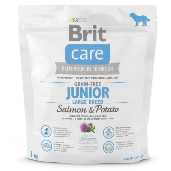 brit care grain free junior large breed salmon potato 1kg