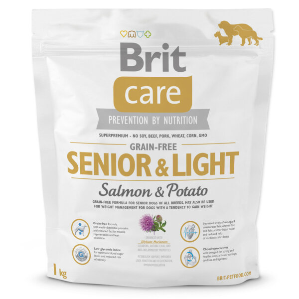 brit care grain free senior light salmon potato 1kg