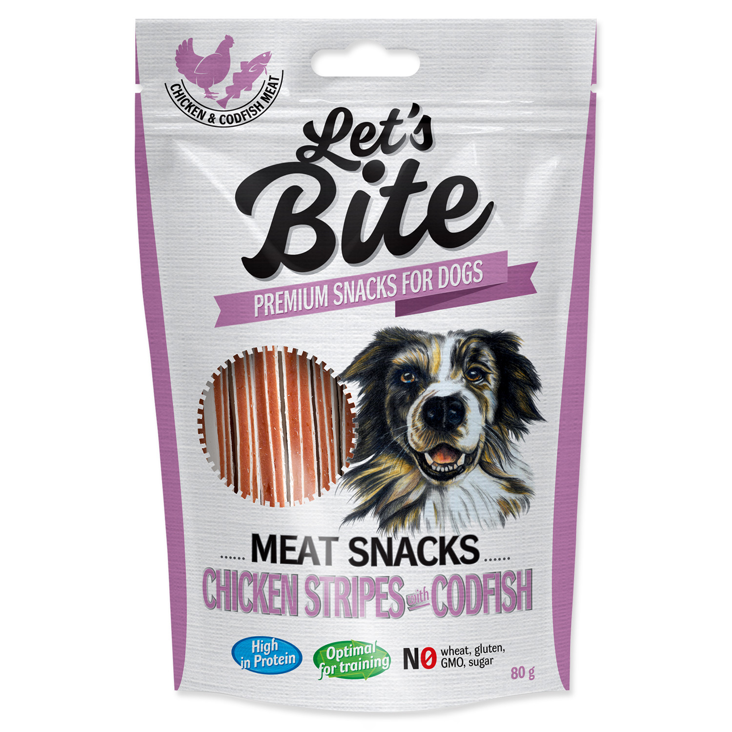 brit lets bite meat snacks chicken stripes with codfish 80g