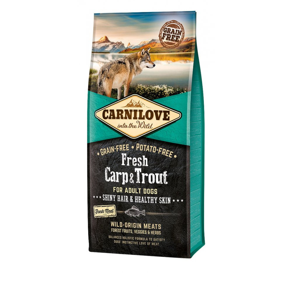 carnilove fresh carp trout shiny hair healthy skin for adult dogs 12kg