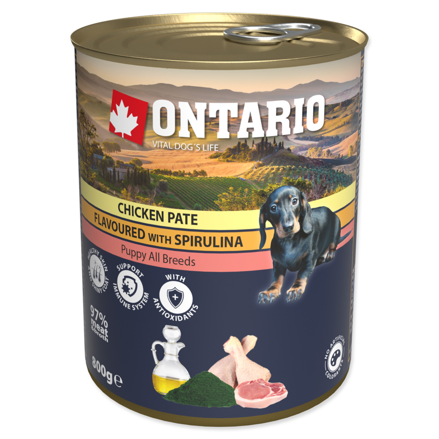 ontario puppy chicken pate flavoured with spirulina and salmon oil 800g